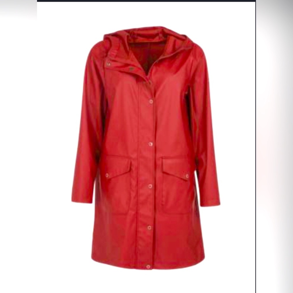 Red rain coat Barbour